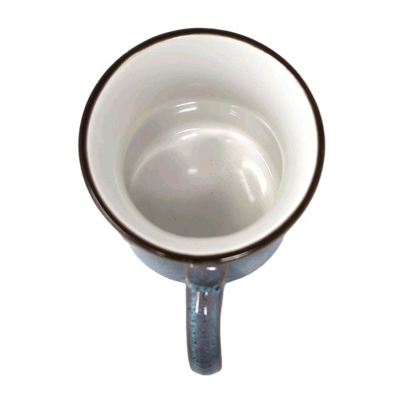 La Rochelle Blue Kitty Cat Coffee Mug Cup Ceramic Pottery Speckled Drip Glaze - Picture 6 of 11